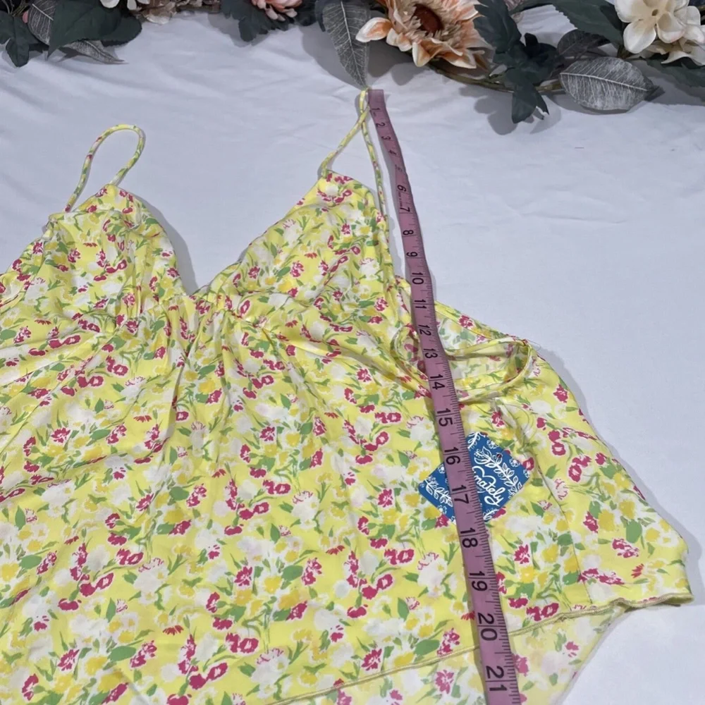 NWT $58 Free People [ Small ] Gardenia Printed Camisole in Lemon Floral‎